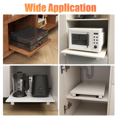 Premium Pair Undermount Drawer Slides With Full Extension And Soft Close, installed in kitchen cabinets, holding appliances