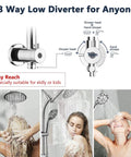Rainfall 8 Inch Round Shower Head With High Pressure Handheld Spray Combo Drill Free Slide Bar Adjustable Extension Arm