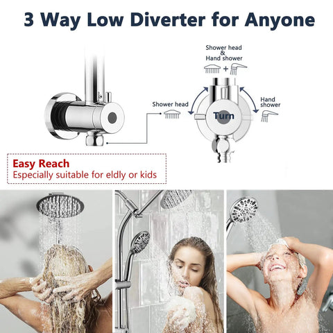 Rainfall 8 Inch Round Shower Head With High Pressure Handheld Spray Combo Drill Free Slide Bar Adjustable Extension Arm