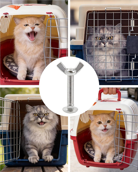 Works Like A Charm M6 Bolt And Butterfly Nut Set For Dog Crate Repairs Rock Solid Steel Fasteners For Pet Carriers Kennels And Travel Cages No Fuss Cage Hardware Kit with cats in travel carriers.