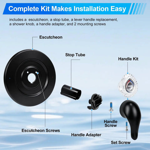 Upgrade Your Bathroom With This Sleek Matte Black Shower Handle Trim Kit Compatible With Moen T470 Chateau Tub And Shower Valve For A Total Makeover. Complete kit parts shown