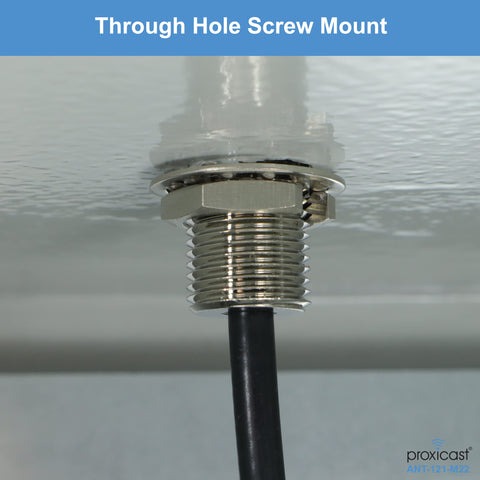 Straight Plug N Go 4G And 5G MIMO Wireless Antenna With Low Profile Panel Mount Setup showing through hole screw mount detail.