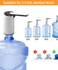 5 Gallon USB Charging Portable Water Dispenser with Auto Stop Pump on 5-gallon jug, food grade silicone hose, stainless steel