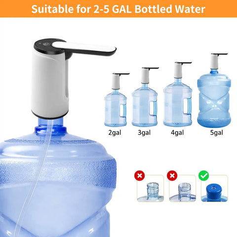 5 Gallon USB Charging Automatic Water Dispenser Pump For Portable Hydration On The Go With Food Grade Silicone Hose And Stainless Steel Build No Mess Easy Setup Switch Compatible With 2.16 Inch Neck Water Bottles