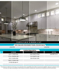 Kitchen with Six Inch Ultra Thin Square LED Recessed Light Kit, white cabinets, and stainless appliances.