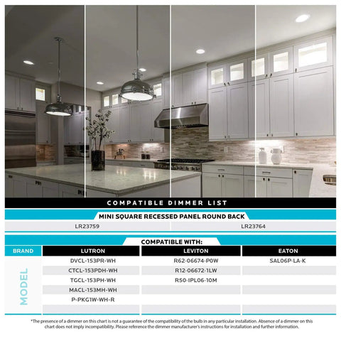 Smooth Six Inch Square Led Recessed Lighting Kit With Easy Tuneable Color Switch Ultra Thin Ceiling Fixtures For No Fuss Home Upgrades And Top Shelf Appeal 16 Pack displayed in a modern kitchen.