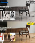Before and after using Heavy Duty Furniture Sliders For Hardwood Floors And Carpet Self Stick Moving Pads on a chair.