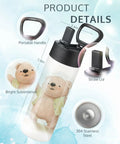 Detailed view of 16oz Kid Sublimation Tumbler Set With Straws, featuring portable handle, straw lid, and bear design.