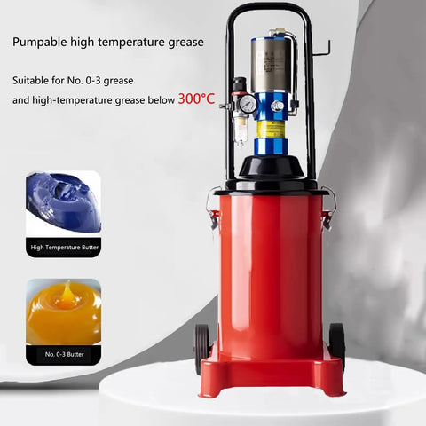 Heavy Duty Pneumatic Grease Gun With 12 Liter Cup And 80 To 1 Pressure Ratio For High Temp Lubricants Featuring 360 Swivel Nozzle shop tool