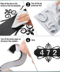 Step-by-step assembly of 13.8 Inch Iron Address Plaque With Ten 2.75 Inch House Numbers For Outdoor Use Durable Metal Address Sign.