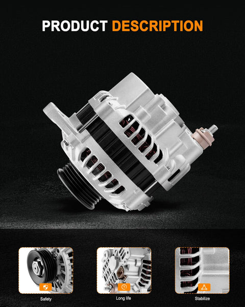 90 Amp 12V Drop In Alternator For 2003-2004 Hyundai Elantra 2.0L, 2003-2004 Hyundai Tiburon 2.0L, 2004-2006 Kia Spectra 2.0L