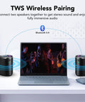 Portable Bluetooth Speaker With Led Light And Outdoor Ready Design Delivers Deep Bass And Beast Mode Power With 24 Hour Playtime IPX7 Waterproof paired with laptop