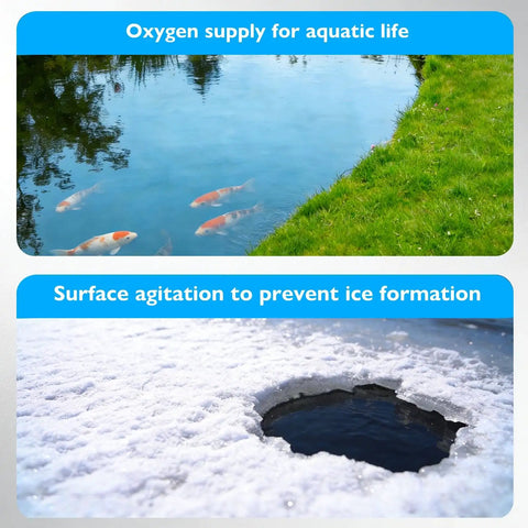 Go-To Outdoor Pond Aerator Kit For Ponds Up To 3500 Gallons With Air Pump, Oxygenation Bubbler for koi pond and ice prevention