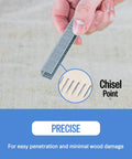 No Fuss Heavy Duty 21 Gauge Half Inch Crown Upholstery Staples 304 Stainless Steel showing chisel point for easy penetration.