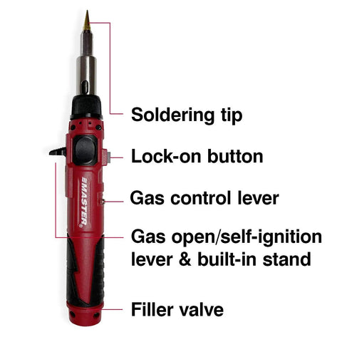 Cordless Butane Soldering Iron Kit With Portable Station Lead-Free Solder Included, Self Igniting And Adjustable Temperature 680F To 820F