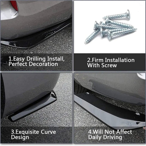 Heavy Duty Abs Rear Spoiler For Tesla Model 3 Y S X Cybertruck showing installation steps and screws for secure fitting.