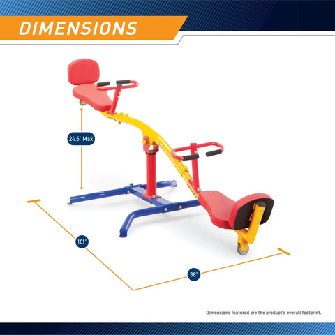 Spinning Teeter Totter Playground Set For Kids 360 Degree Rotation Teeter Totter With Impact Absorbing Seats 99 Inch dimensions