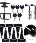Complete Shed Door Hardware Kit With Heavy Duty Hinges Adjustable Barrel Bolts Secure T Handle Lock Weatherproof Latches