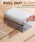 Super Slick Self Stick Adhesive Pull Out Cabinet Drawer Sliders With Heavy Duty Bottom Mount Rails For DIY Bin Organizers easy access to stored blankets