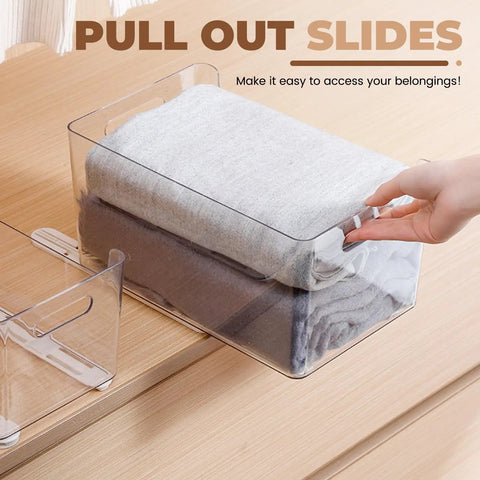 Super Slick Self Stick Adhesive Pull Out Cabinet Drawer Sliders With Heavy Duty Bottom Mount Rails For DIY Bin Organizers easy access to stored blankets