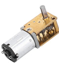 Mini Reducer Motor Gear Motor Micro Worm Gear DC Motor 6V 70 RPM with exposed brass gear train and metal casing, high torque.