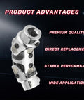 Heavy Duty Double U Joint Steering Shaft Universal Joint Chrome Three Quarter Inch To Three Quarter Inch 125mm Total Length