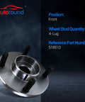 Front Wheel Bearing And Hub Assembly Kit For Ford Focus 2000 2011 Four Lug Front Left And Right Sides Drop-In Ready OEM-Grade Quality With 5.17 Inch Flange Diameter And 4.25 Inch Bolt Circle
