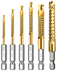 6 Piece Titanium Coated HSS Twist Drill Bit Set With Hex Shank And Serrated Tips For Drilling Wood, Plastic Plywood, And Thin Metal Projects Like A Pro In Your Workshop, sizes 3.0-12mm