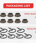 Steel Shifter Bushing Kit With Spring Clips 7 Piece Pit Pack For Manual Transmissions Fits V Gate 2 Mastershift 3 Speed Competition Plus 4 Speed Shifters Improves Precision Smooth Shifting And Overall Driving Response: 7 steel bushings and spring clips