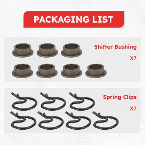 Steel Shifter Bushing Kit With Spring Clips 7 Piece Pit Pack For Manual Transmissions Fits V Gate 2 Mastershift 3 Speed Competition Plus 4 Speed Shifters Improves Precision Smooth Shifting And Overall Driving Response: 7 steel bushings and spring clips