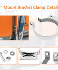 5 Inch Exhaust Stack Mounting Bracket Kit For Peterbilt 379 359 1987 1993 Heavy Duty Silver Finish with Chrome Clamps and Bolts