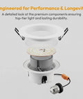 12 Pack 4 Inch Retrofit LED Recessed Lighting with E26 Adaptor disassembled components showing light fixture and baffle trim.
