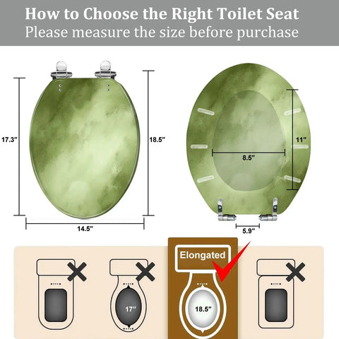 How to choose the right Quiet Close Elongated Toilet Seat for Bathroom based on size measurements, showing dimensions.