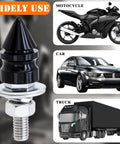 Spike License Plate Screws Kit For Cars, Motorcycles And Trucks 4 Pack Decorative Anti Theft Bolts In Stainless Steel And Aluminum