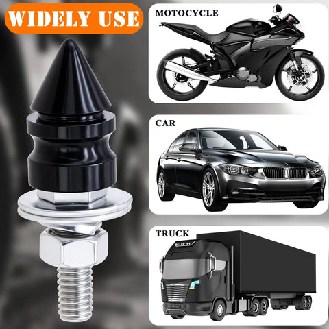 Spike License Plate Screws Kit For Cars, Motorcycles And Trucks 4 Pack Decorative Anti Theft Bolts In Stainless Steel And Aluminum