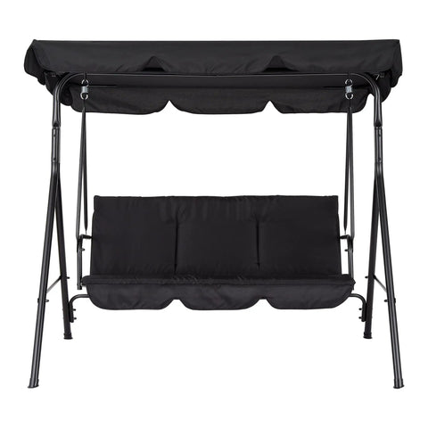 Three Seat Outdoor Patio Porch Swing With Stand Adjustable Canopy Thick Waterproof Cushions Heavy Duty Steel Frame Built To Last