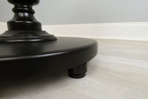 Close-up of table base with 16 Pack Self Leveling Table Glides With Quarter Inch Threaded Stem And Adjustable Feet And Hardware