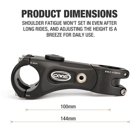 Suspension Bike Stem Riser For Handlebar 31.8 Clamp Adjustable 100mm showing product dimensions