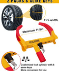 Heavy Duty Wheel Lock Set For Trailers And Cars, Adjustable Anti Theft Wheel Lock With Copper Cylinder, 2 Pack, six identical keys