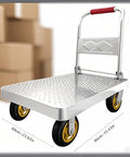 Heavy Duty Folding Hand Truck 500kg Capacity Workhorse Trolley With Wheels For Warehouse And Garden Portable Folding Platform Cart For Easy Storage And Smooth Maneuverability Available In 60x40cm 73x48cm And 90x60cm, 90x60cm aluminum platform cart with folding handle and wheels