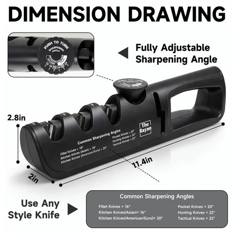 Four In One Knife Sharpener with Non Slip Base and Adjustable Angle Guide for Chef Knives, Fruit Knives, and Scissors.