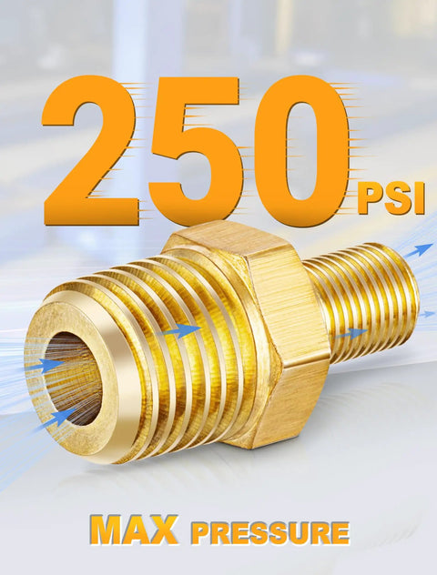 Beefy Brass Tire Inflator Adapter One Quarter Inch MNPT To Schrader Valve Male Durable Air Compressor Connector 250 PSI