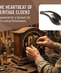 Vintage Wind Up Clock Mainspring Repair Kit used to restore intricate inner workings of classic timepiece on wooden desk