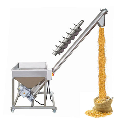 Electric Screw Conveyor With Inclined Spiral Auger Feeder For Powder And Particle Loading, 1.7m Height, 110V, 3m3/h Capacity