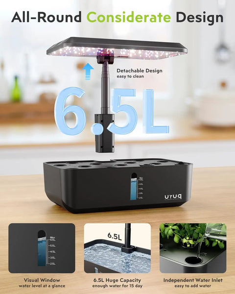 Indoor Hydroponics Grow System With 12 Pod Kit And Full Spectrum LED Grow Light Height Adjustable To 21 Inches 180 Degree Rotatable Lamp