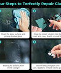 Four steps to use the All Purpose Windshield Crack Repair Kit With 5 Minute Quick Glass Liquid For Windshields And Mirrors All Crack Types 0.68 Fl Oz Upgraded 2026 Version