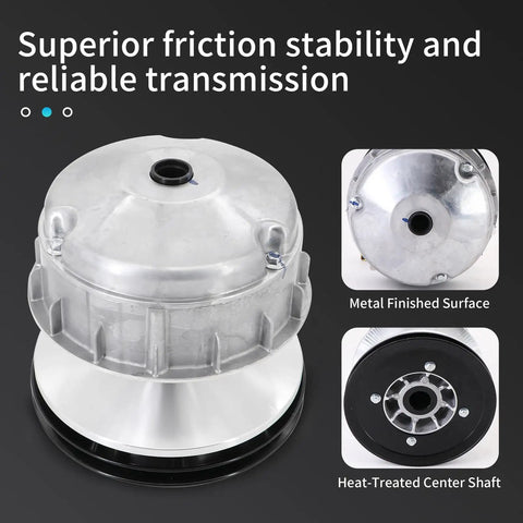 Primary Drive Clutch Replacement For EZGO TXT And RXV Golf Carts 2010 And Up Built Tough Aluminum Alloy And High Pressure Casting For Durability Replaces 672686 618684 644299 Fits EZGO TXT RXV 2010 Up Ready For Road silver drive clutch with metal finish and heat-treated center shaft