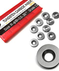 18mm Round Carbide Insert Blades For Wood Lathe Turning 10 Pcs displayed with packaging, showcasing tungsten carbide material and smooth edges.