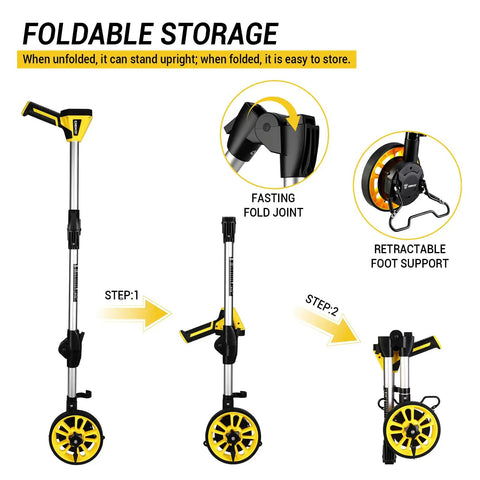 Heavy Duty Digital Measuring Wheel With 6 Inch Roller, Hella Precise Feet To Meters Toggle For Yard Surveying, Rock Solid Construction For Contractors, Includes Nifty Transport Bag And Auto Memory Lock