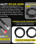 All In One 150HP Outboard Hydraulic Steering Kit With 13 Inch Plated Alloy Steering Wheel, 25 CC Helm Pump, Cylinder, And 26.8 Foot Cuttable Hoses For Yamaha, Honda, Suzuki, Mercury, Bay Boats, Pontoon quality nylon hose